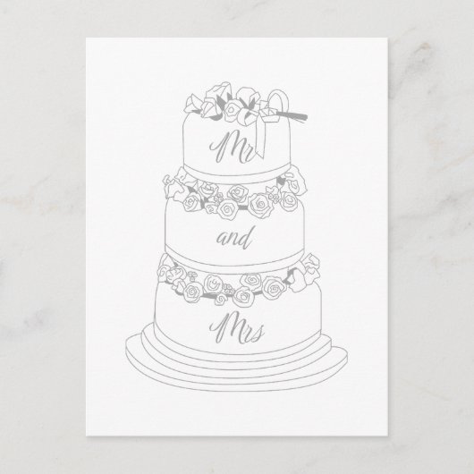 Carte Postale Wedding Cake Design Mr & Mrs (Devant)