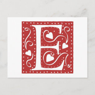Carte Postale Wedding Hearts Letter E