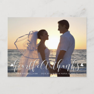 Carte Postale Wedding Script HEARTFELT THANKS Front/Back Photos