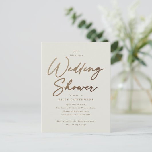 Carte Postale Wedding shower de script or simple (Debout devant)