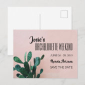 Carte Postale Week-end de Bachelorette Cactus Rose (Devant / Derrière)