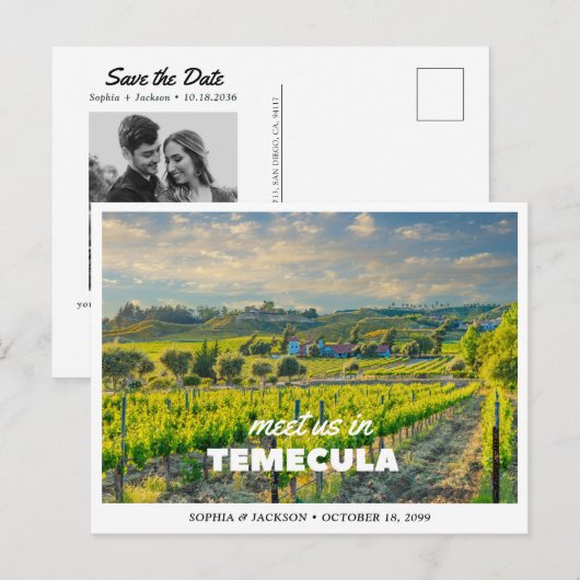 Carte Postale Week-end de mariage à la winery de Temecula, garde (Devant / Derrière)