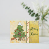 Carte Postale Weihnachtsbaum mit Hund (Debout devant)