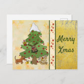 Carte Postale Weihnachtsbaum mit Hund (Devant / Derrière)