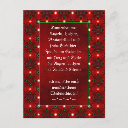 Carte Postale Weihnachtsgedicht Deutsch, Ajouter Votre Texte (Devant)