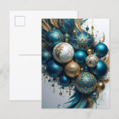 Carte Postale Weihnachtskugeln Gold Blau Luxus Fest Standard (Devant / Derrière)