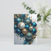 Carte Postale Weihnachtskugeln Gold Blau Luxus Fest Standard (Debout devant)