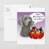 Carte Postale Weimaraner Halloween Candy (Devant / Derrière)
