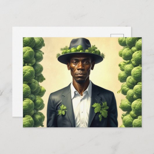 Carte Postale Weird Brussels Sprouts Man (Devant / Derrière)