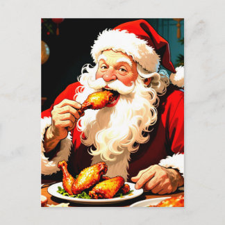 Carte Postale Weird Santa Eating Chicken