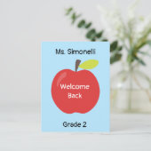 Carte Postale Welcome Back School Teacher Red Apple (Debout devant)