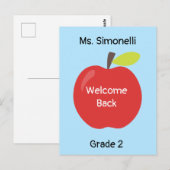 Carte Postale Welcome Back School Teacher Red Apple (Devant / Derrière)