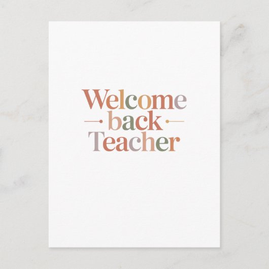 Carte Postale Welcome Back Teacher (Devant)