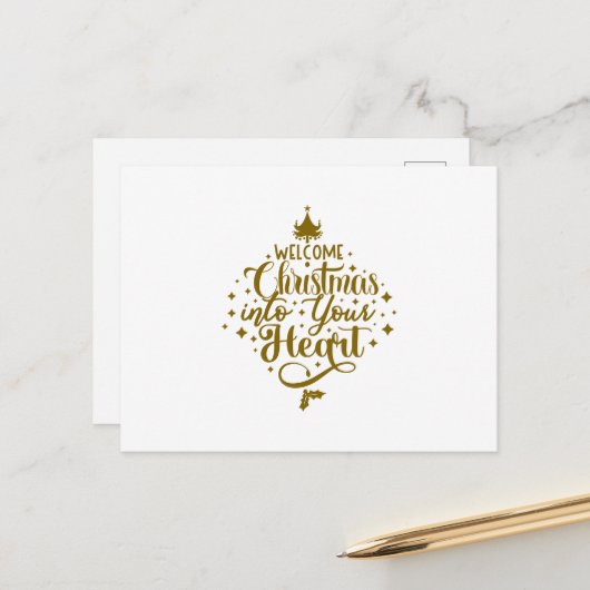 Carte Postale Welcome Christmas Into Your Heart Christmas (Devant/Arrière en situation)