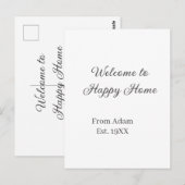 Carte Postale Welcome to home real estate house inauguration est (Devant / Derrière)