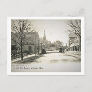 Carte Postale Wellesley, Massachusetts, Le Carré, Vintage