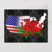 Carte postale Welsh American Flags Map (Devant)