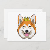 Carte Postale Welsh Corgi avec Couronne (Devant / Derrière)