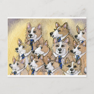 Carte Postale Welsh Corgi howl choir