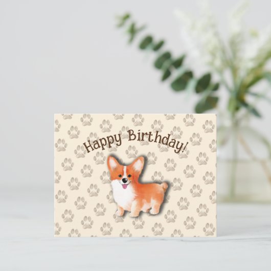 Carte Postale Welsh Corgi Pembroke Joyeux Anniversaire Modifiabl (Debout devant)