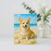 Carte postale Welsh Queen Beach Lighthouse Corgi (Debout devant)