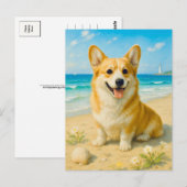 Carte postale Welsh Queen Beach Lighthouse Corgi (Devant / Derrière)