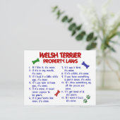 Carte Postale WELSH TERRIER Propriété Lois 2 (Debout devant)