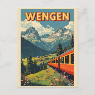 Carte Postale WENGEN ski vintage Suisse Alpes suisses cadeaux