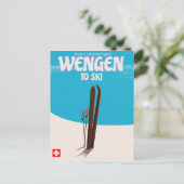 Carte Postale Wengen, Suisse, Affiche de ski (Debout devant)