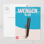 Carte Postale Wengen, Suisse, Affiche de ski (Devant / Derrière)