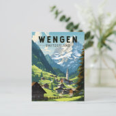Carte Postale Wengen Suisse Travel Art Vintage (Debout devant)