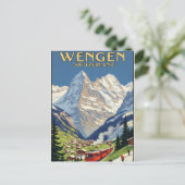 Carte Postale Wengen Suisse Travel Art Vintage (Debout devant)
