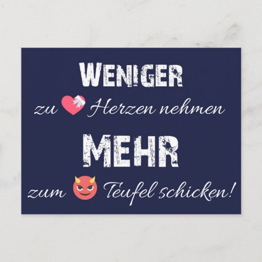 Carte Postale Weniger zu Herzen - mehr zum Teufel ! (Devant)