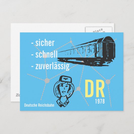 Carte Postale Werbedesign Reiseverkehr Deutsche Reichsbahn DDR. (Devant / Derrière)