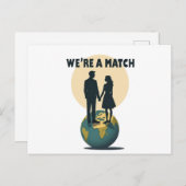 Carte Postale We're a Match: Romantic Globe-Trotting Couple (Devant / Derrière)