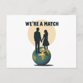 Carte Postale We're a Match: Romantic Globe-Trotting Couple (Devant)