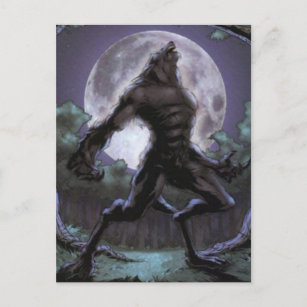Carte Postale Werewolf hurle sur la lune