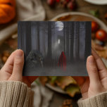 Carte Postale Werewolf Little Red Riding Hotte Éffrayante<br><div class="desc">Cette conception peut être personnalisée en choisissant l'option personnaliser supplémentaire pour ajouter du texte. Contactez-moi à l'adresse colorflowcreations@gmail.com si vous souhaitez que ce design soit disponible sur un autre produit. Achetez ma peinture acrylique abstraite originale à vendre à www.etsy.com/shop/colorflowart. Voir d'autres de mes créations ou suivez-moi à www.facebook.com/colorflowcreations, www.instagram.com/colorflowcreations, www.twitter.com/colorflowart...</div>