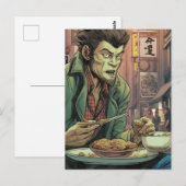 Carte Postale Werewolf Mange de la nourriture chinoise (Devant / Derrière)
