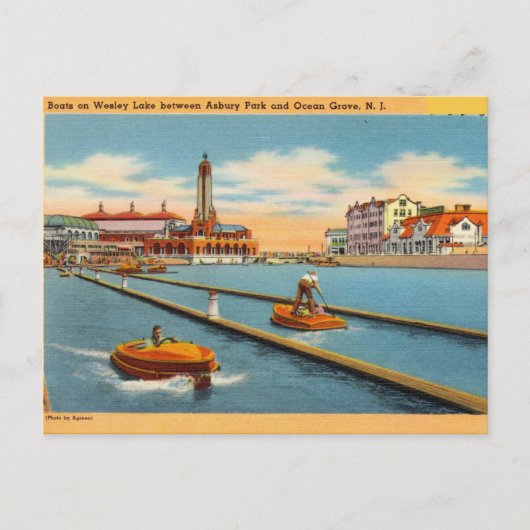 Carte Postale Wesley Lake, Asbury Park & Ocean Grove, N.J. (Devant)