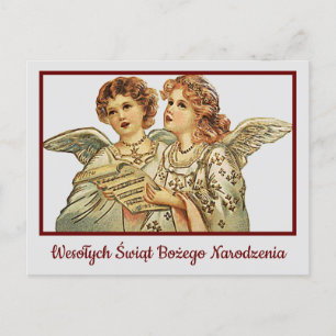 Carte Postale Wesołych Świąt Retro Merry Christmas Card Polonais