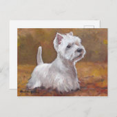 Carte postale West Highland White Terrier Dog Art (Devant / Derrière)