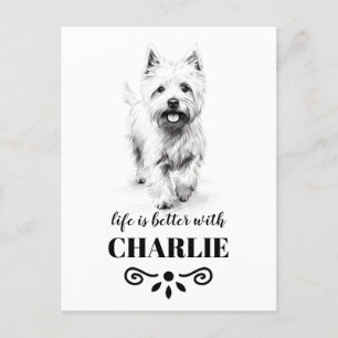 Carte Postale West Highland White Terrier Nom du chien personnal