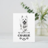Carte Postale West Highland White Terrier Nom du chien personnal (Debout devant)