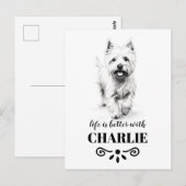 Carte Postale West Highland White Terrier Nom du chien personnal (Devant / Derrière)
