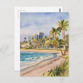 Carte Postale West Palm Beach, Floride, Aquarelle Peinture (Devant / Derrière)