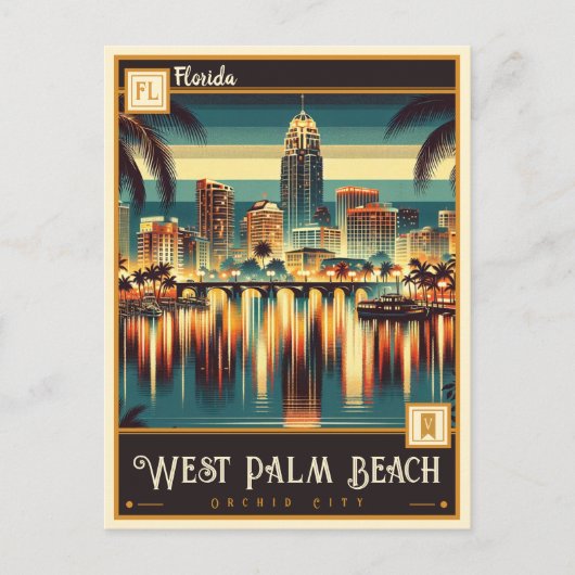 Carte Postale West Palm Beach, Floride | VINTAGE (Devant)