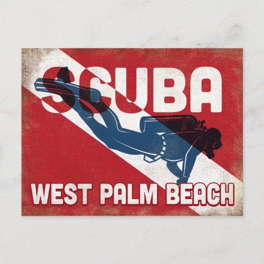 Carte Postale West Palm Beach Plage Plongée sous-marine - Blue R (Devant)