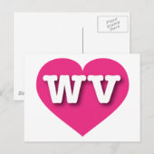 Carte Postale West Virginia Hot Pink Heart - J'aime WV (Devant / Derrière)