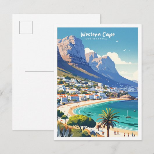 Carte Postale Western Cape Afrique du Sud Illustration Voyage (Devant / Derrière)